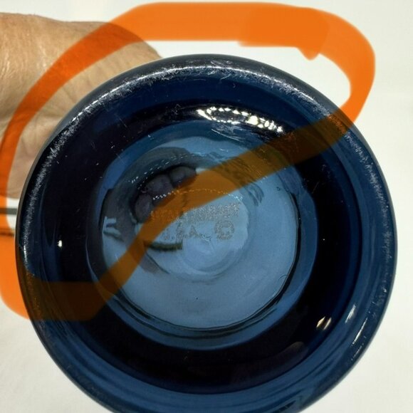 VTG Pfaltzgraff YORKTOWNE Etched Cobalt Blue Stemless Drinking Glasses Set of 3 - Picture 3 of 7